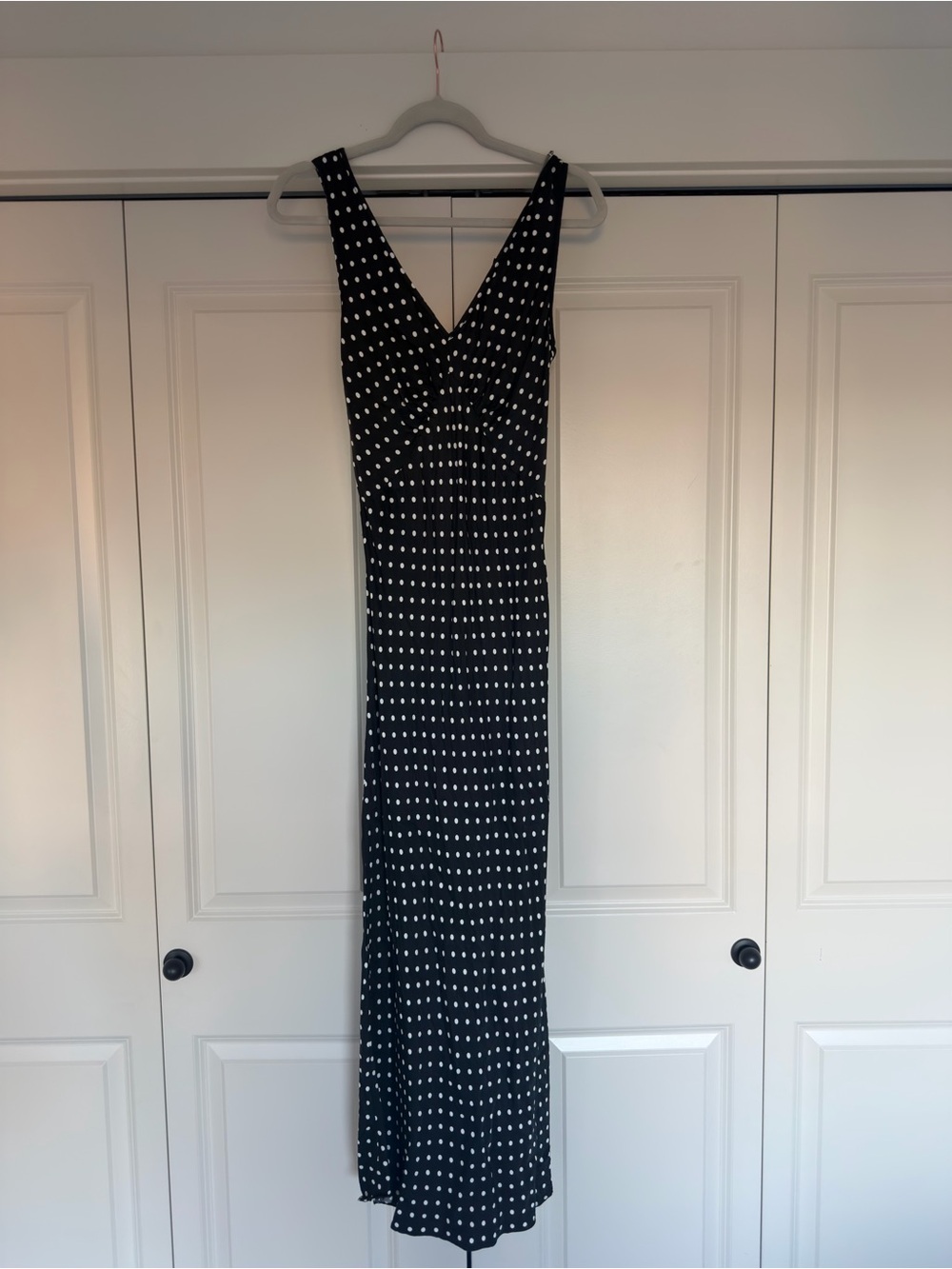 Topshop Black Maxi Dress with White Polka Dots